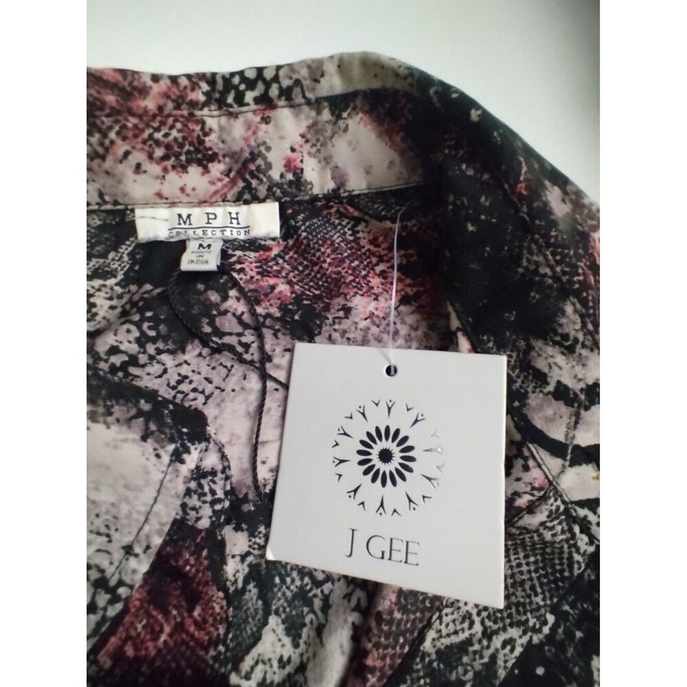 J GEE WOMEN'S Abstract Snake-Print Button-Front Dress Black Gray & Pink NEW M - Picture 2 of 6